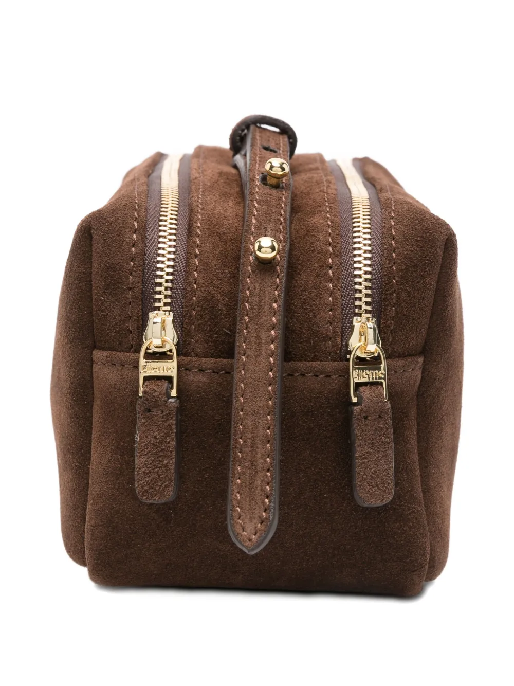 Elleme Mini Trousse Suede Double-zip Shoulder Bag In Brown