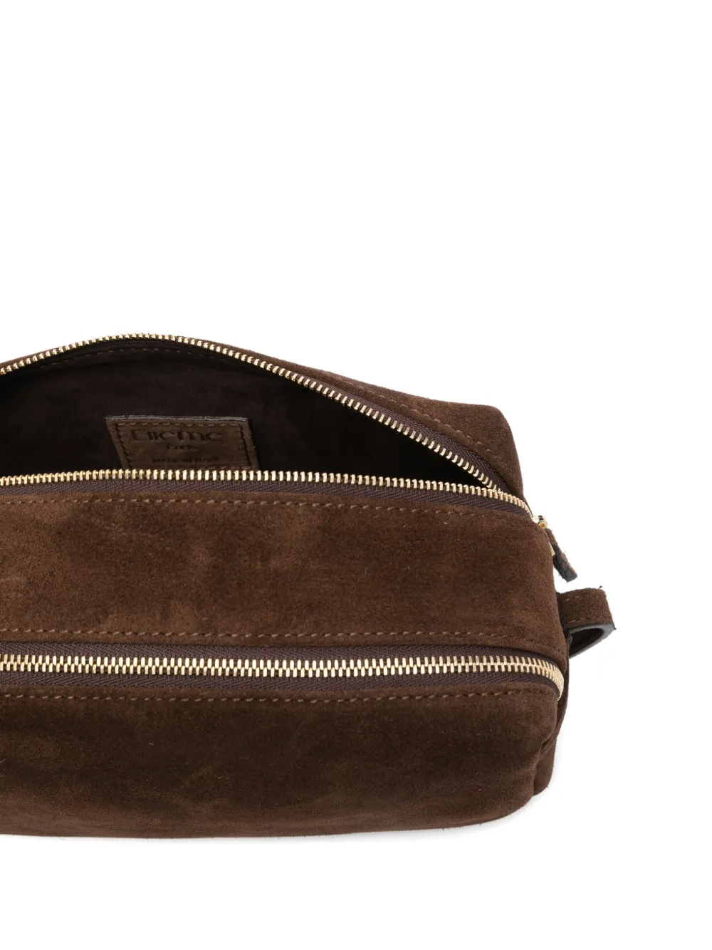 Elleme Mini Trousse Suede Double-zip Shoulder Bag In Brown