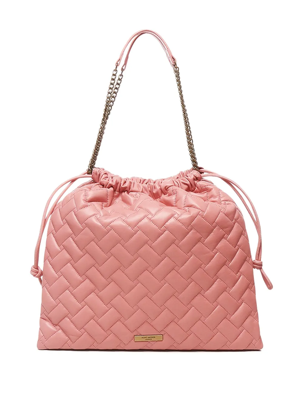 Kurt Geiger Quilted Chain-strap Bucket Bag In Pink