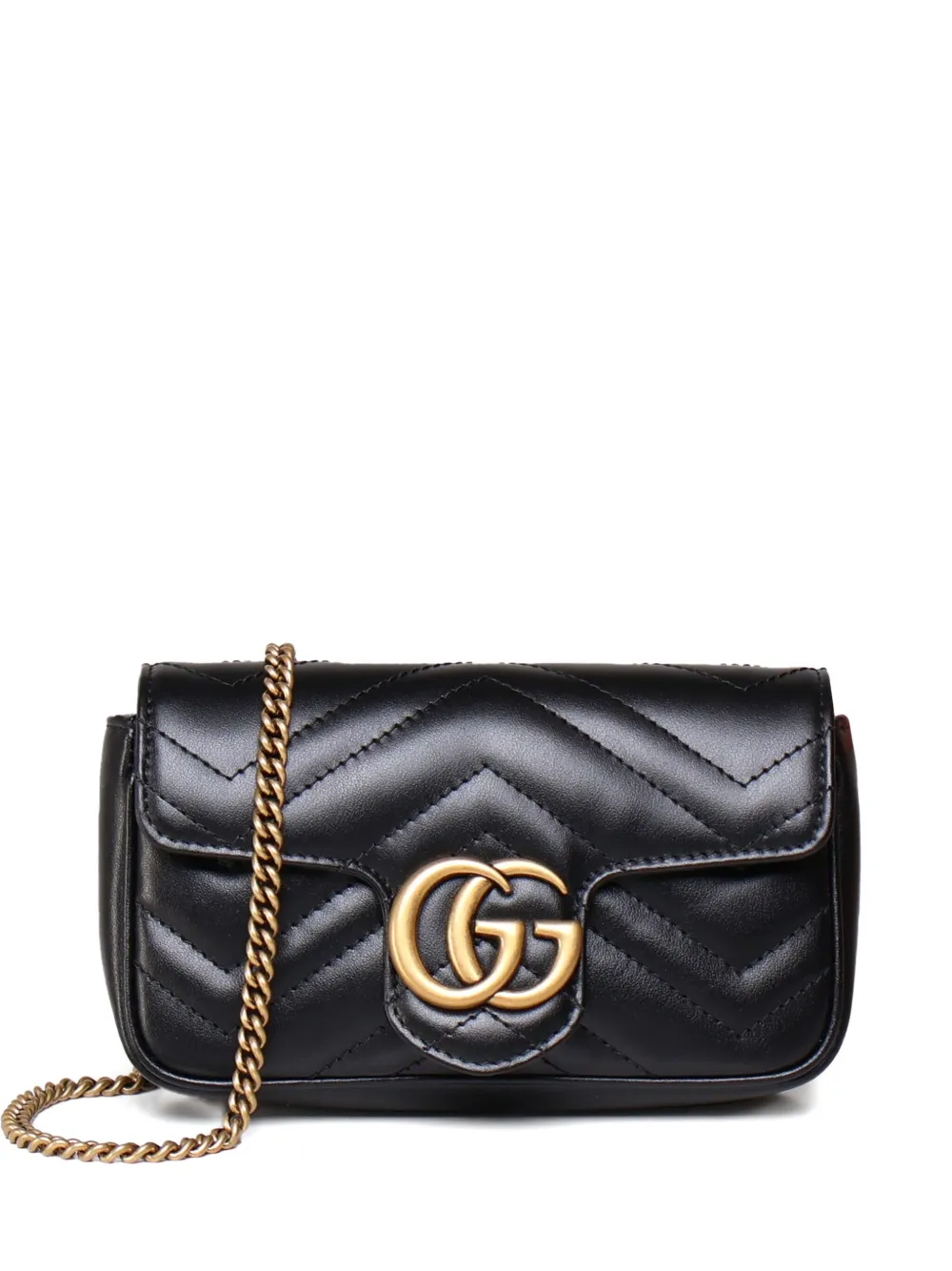 chevron-quilt flap clutch bag