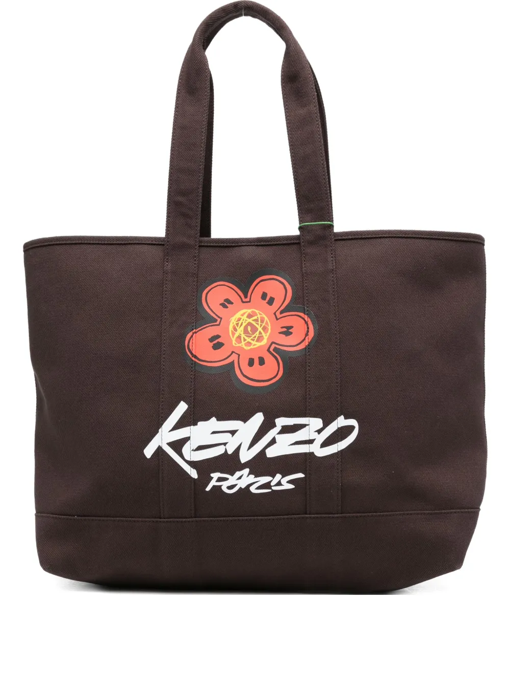 Kenzo X Futura 2000 Large Flower-print Tote Bag In Brown