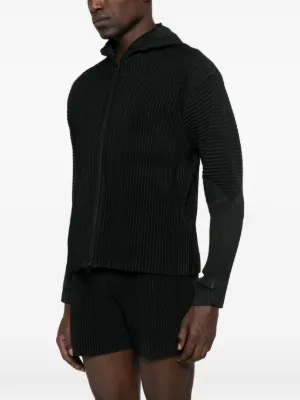 Homme Plissé Issey Miyake fully-pleated zip-up Hoodie | Black