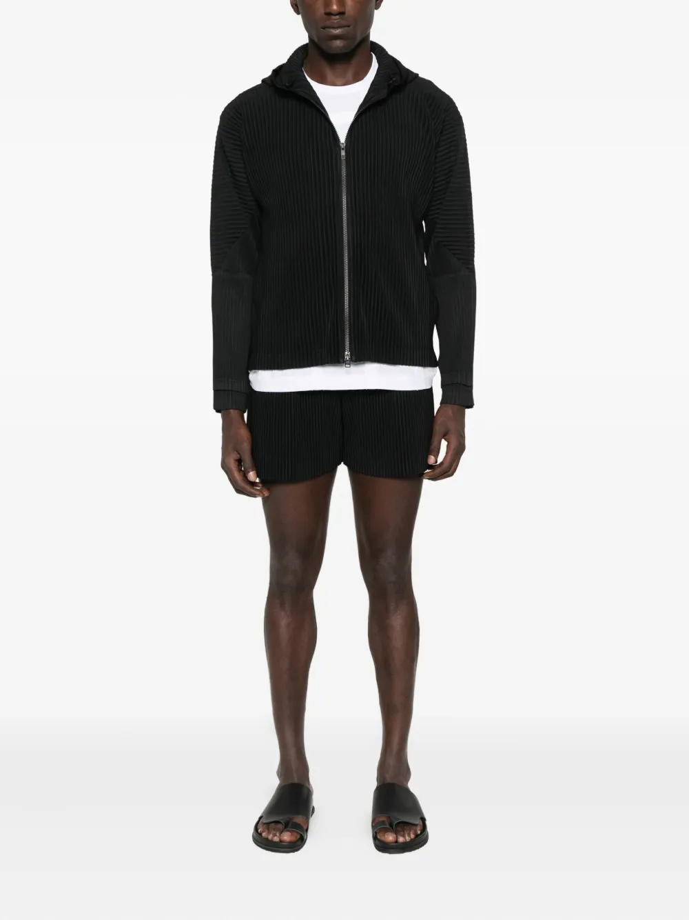 Homme Plissé Issey Miyake fully-pleated zip-up hoodie Zwart