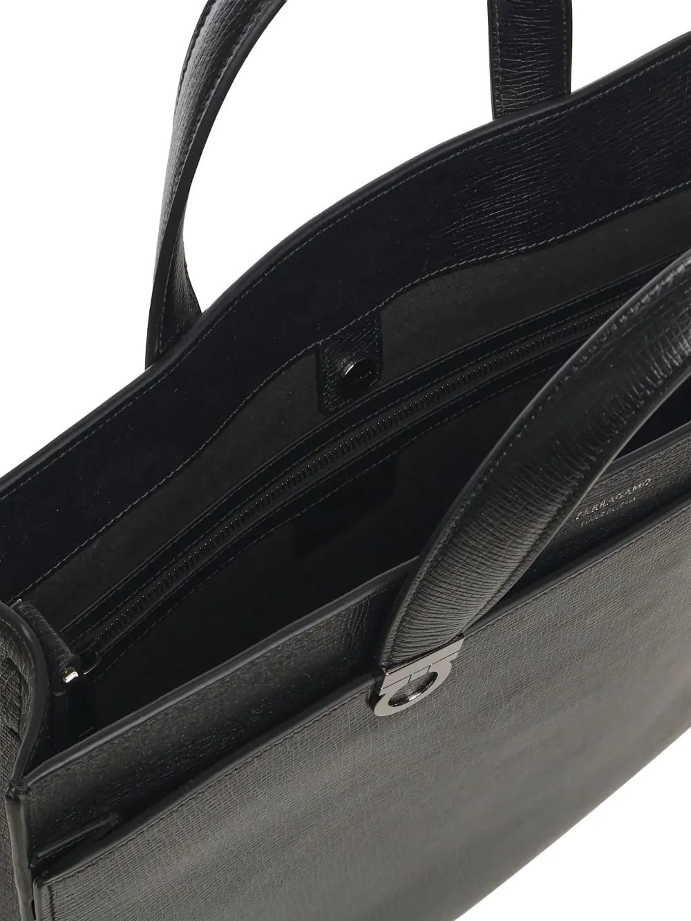 Ferragamo Leather Double-handle Briefcase In Black