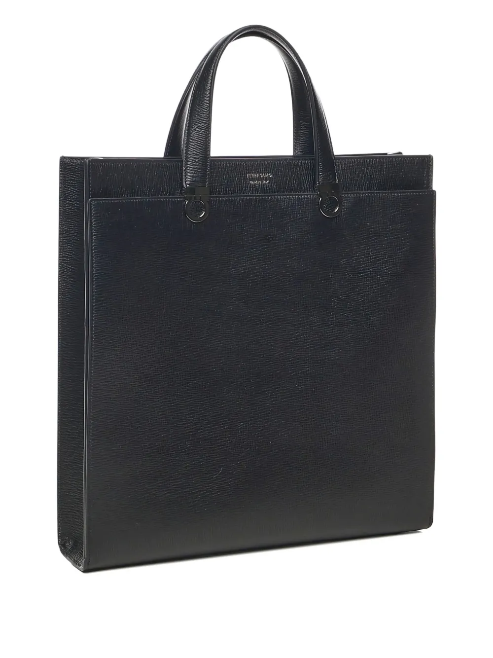Ferragamo Leather Double-handle Briefcase In Black