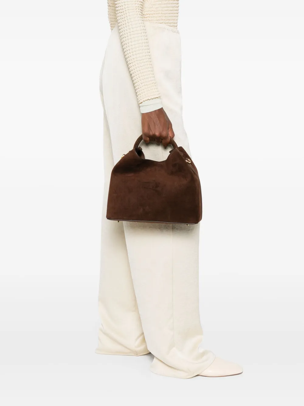 Elleme Raisin suède shopper met handgreep - Bruin