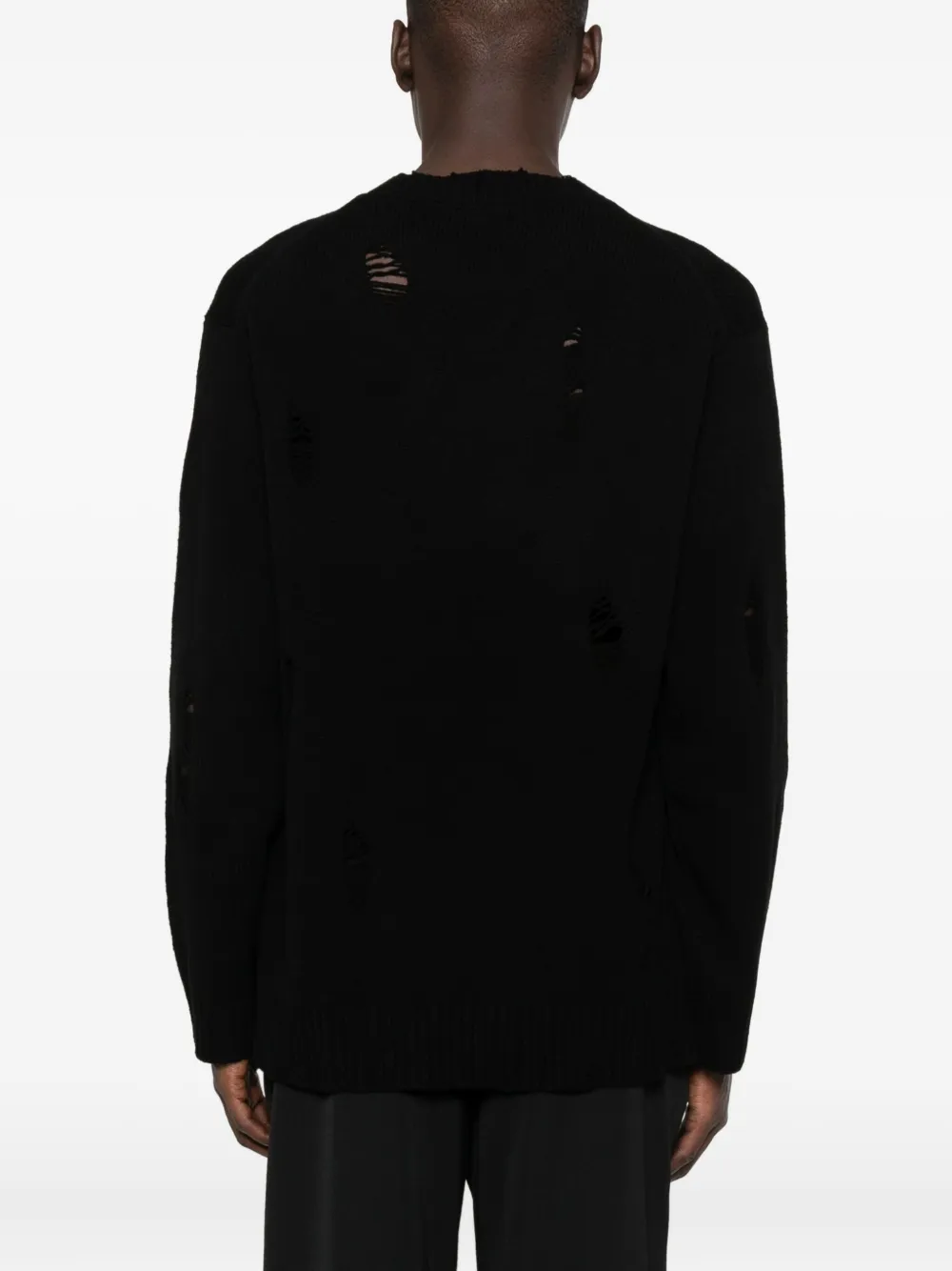 Yohji Yamamoto Gerafelde wollen trui Zwart