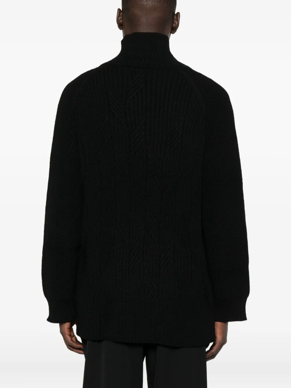 Yohji Yamamoto Kabelgebreide trui met hoge hals Zwart