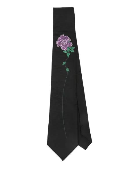 Yohji Yamamoto floral-embroidered silk tie