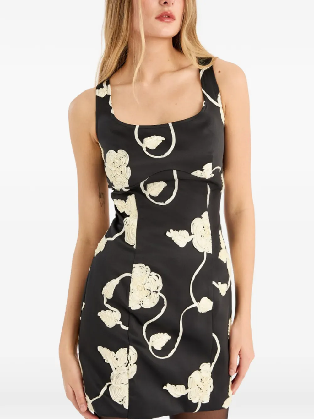 ROTATE BIRGER CHRISTENSEN Mini-jurk met bloemenprint Zwart