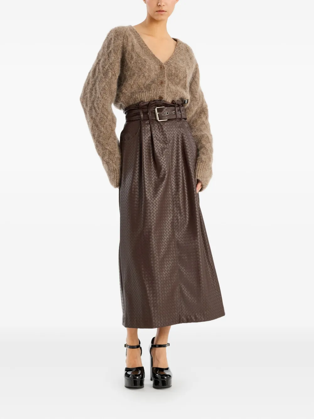 ROTATE BIRGER CHRISTENSEN belted midi skirt - Bruin