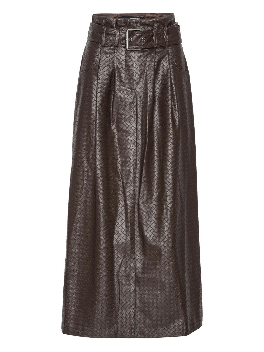 Rotate Birger Christensen Belted Midi Skirt In Brown