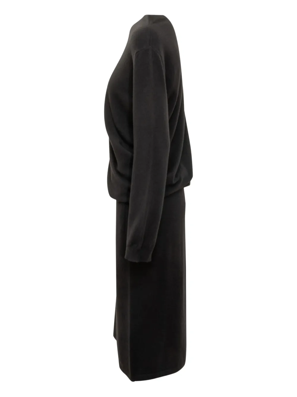 Fabiana Filippi Fitted Midi Dress With Draped Bodice And Gold Detail In Black