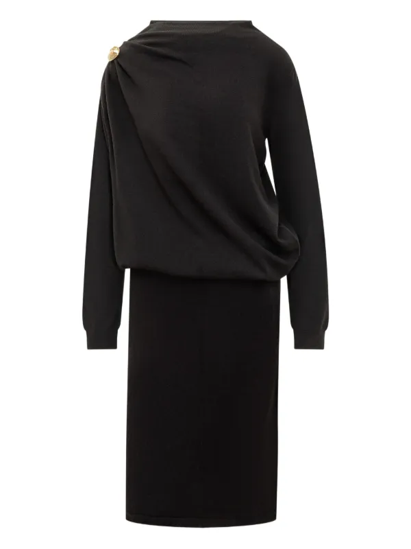 Fabiana Filippi Draped button-detail Dress | Black | FARFETCH GR