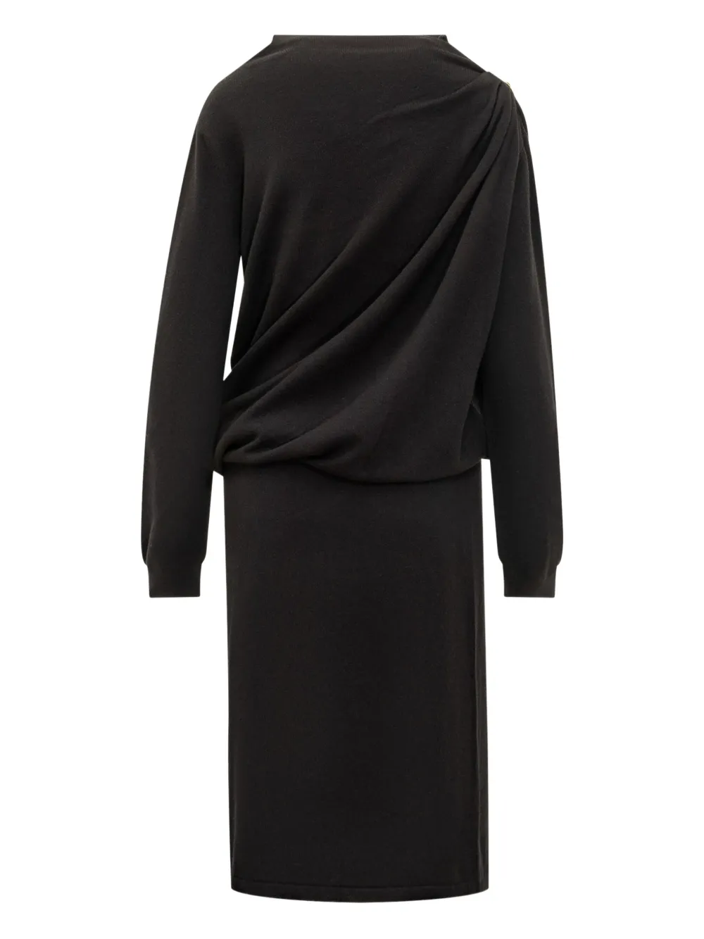 Fabiana Filippi Fitted Midi Dress With Draped Bodice And Gold Detail In Black