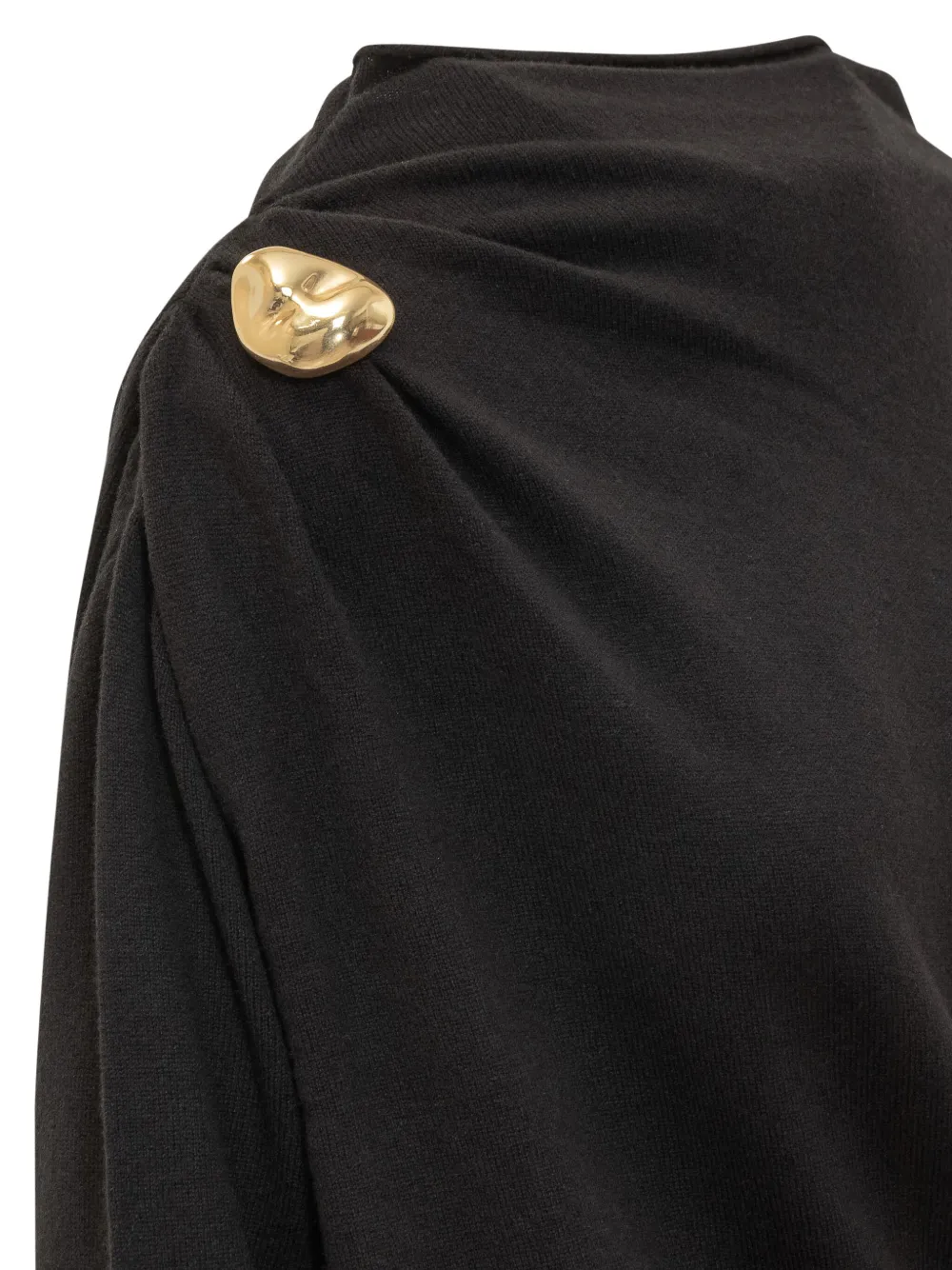 Fabiana Filippi Fitted Midi Dress With Draped Bodice And Gold Detail In Black