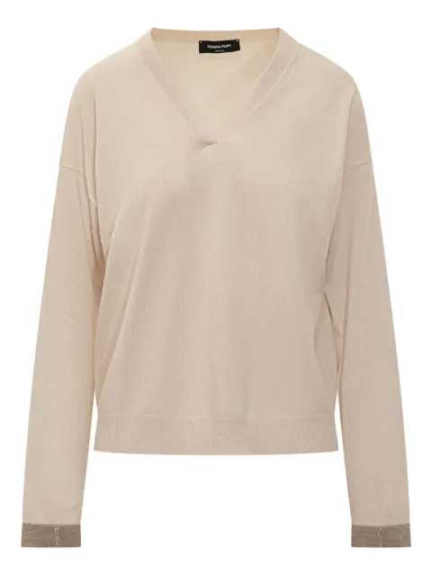 Fabiana Filippi V-neck embellished-cuff sweater