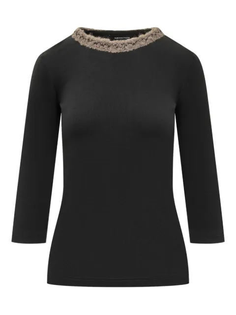 Fabiana Filippi three-quarter sleeve embellished neckline top