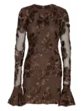 ROTATE BIRGER CHRISTENSEN floral mesh mini dress - Brown