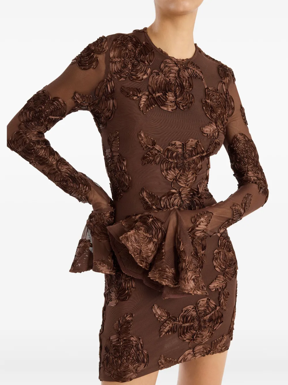 Rotate Birger Christensen Rotate Embroidered Tulle Mini Dress In Animal Print