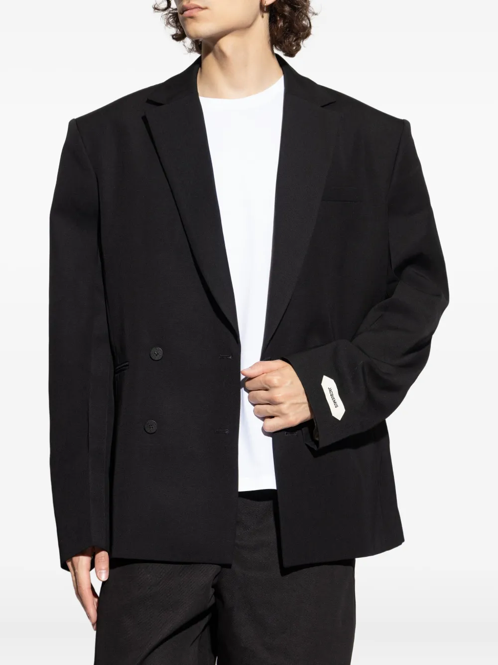 Jacquemus Fernando blazer met dubbele rij knopen en gewatteerde schouders Zwart
