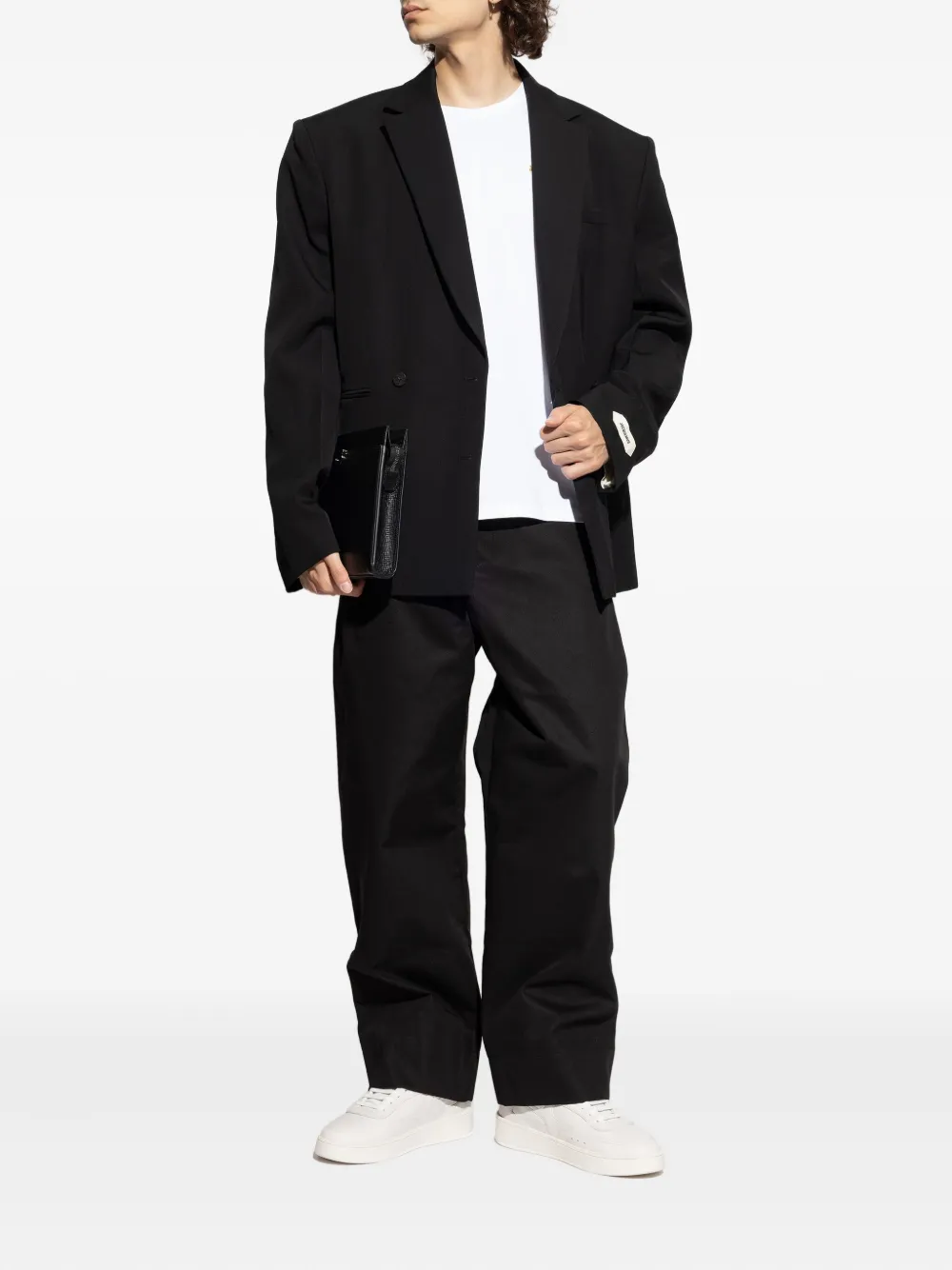 Jacquemus Fernando blazer met dubbele rij knopen en gewatteerde schouders Zwart