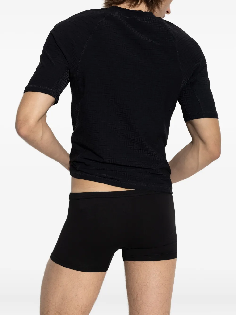Balmain geometric-pattern short-sleeve T-shirt Zwart