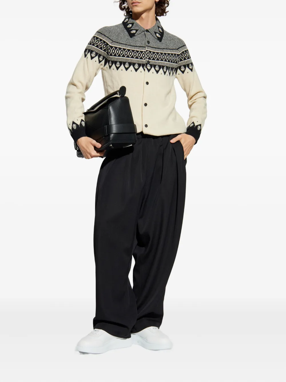 Alexander McQueen Wollen vest met doodskoppatroon Wit