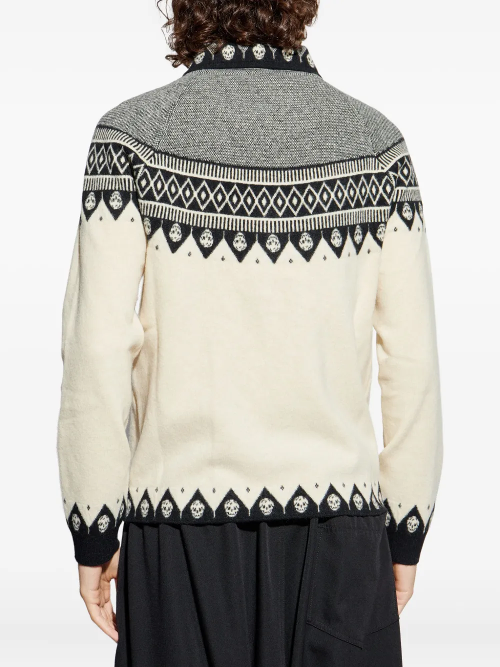 Alexander McQueen Wollen vest met doodskoppatroon Wit