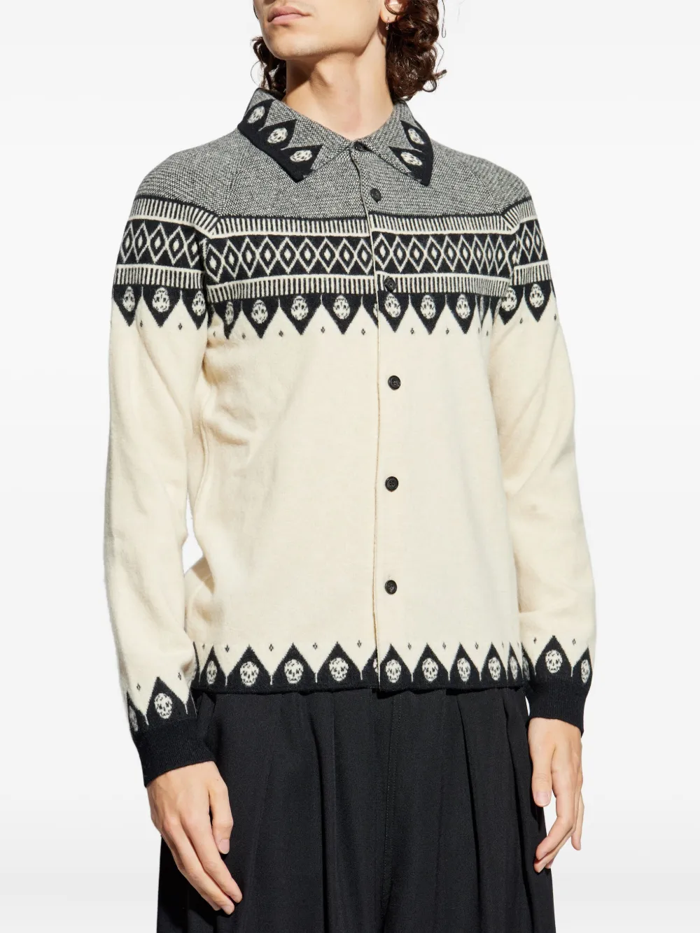 Alexander McQueen Wollen vest met doodskoppatroon Wit