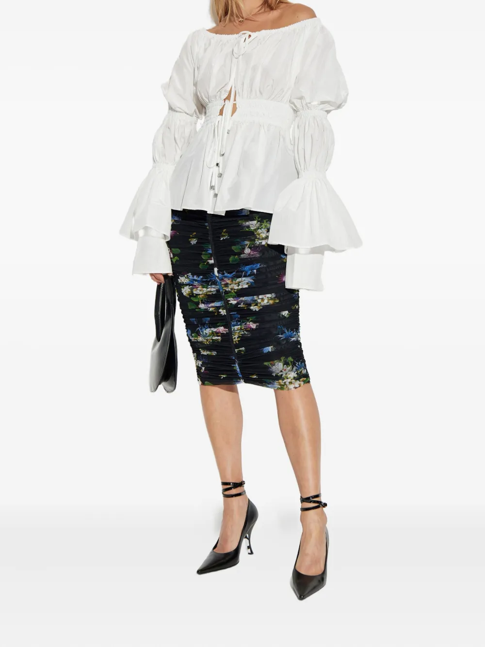 Blumarine off-shoulder puff-sleeve top Wit