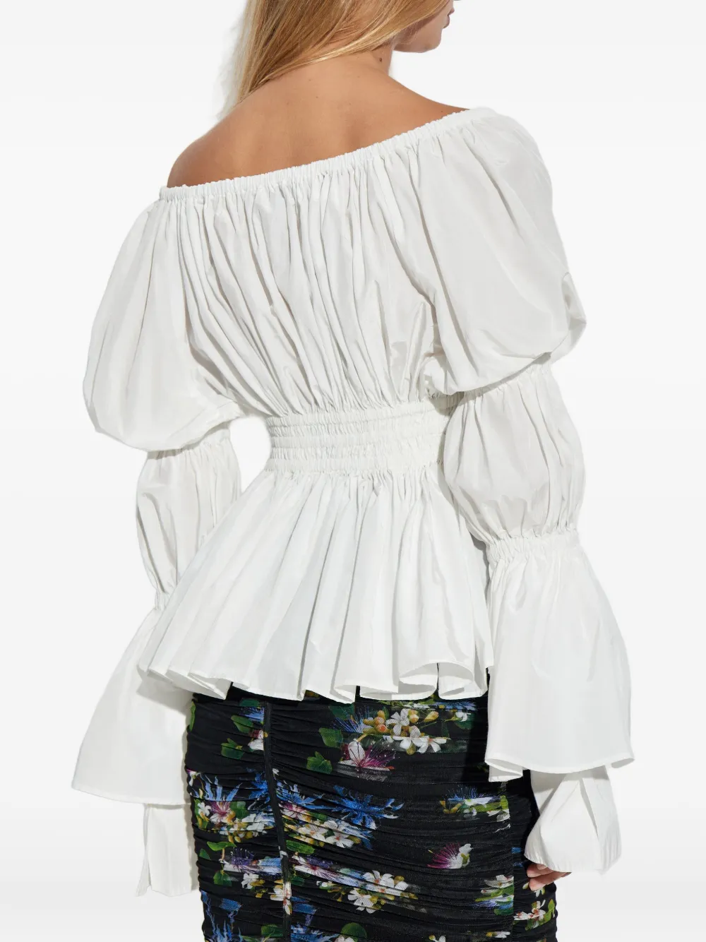 Blumarine off-shoulder puff-sleeve top Wit