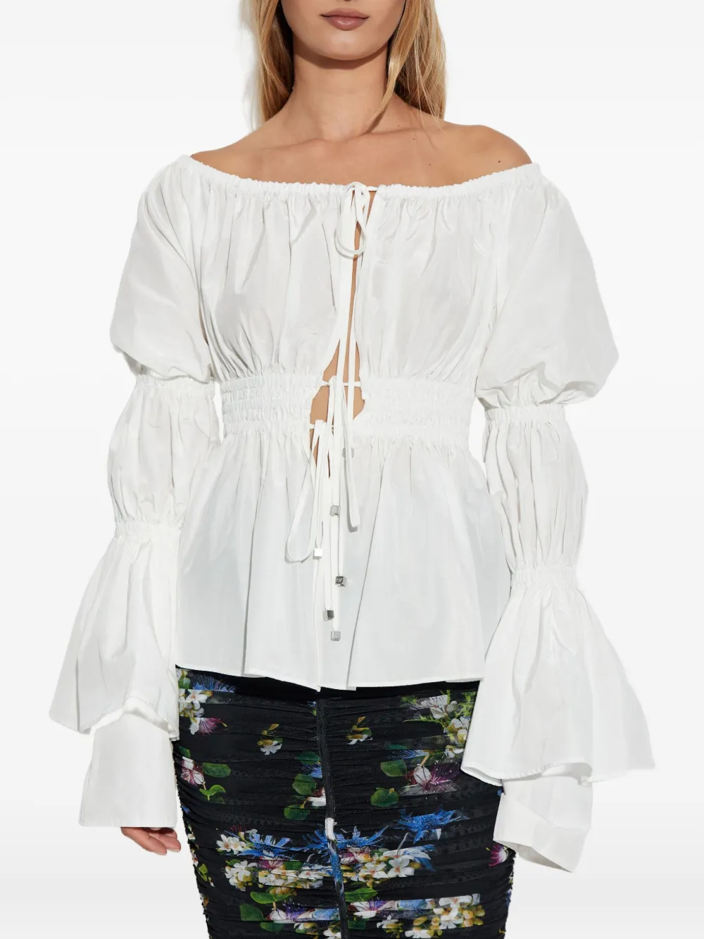 Blumarine off-shoulder puff-sleeve top Wit