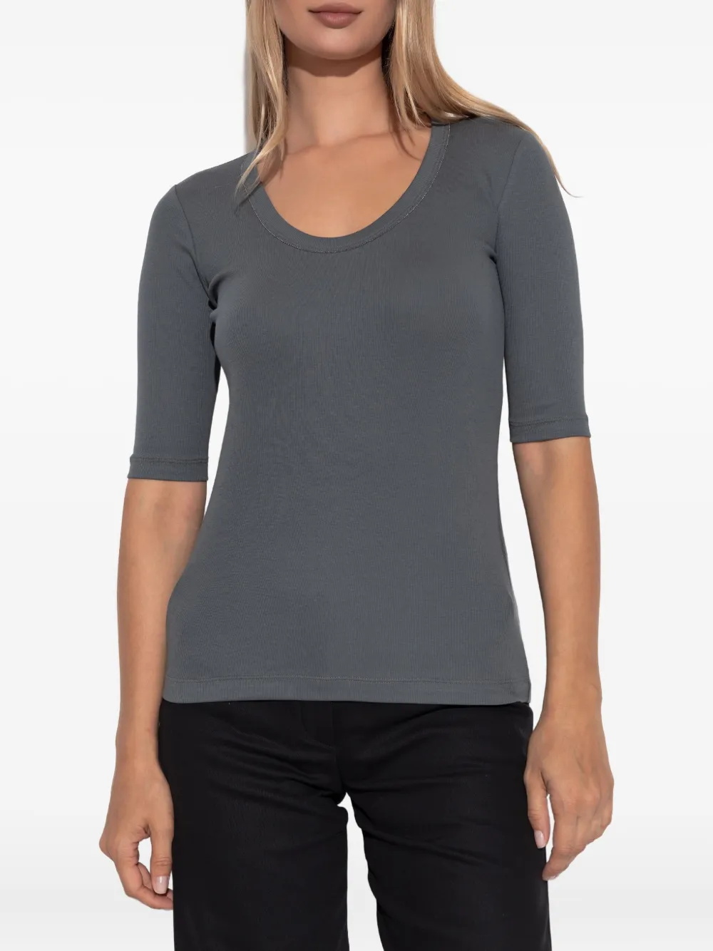 Fabiana Filippi short-sleeve embellished top Grijs