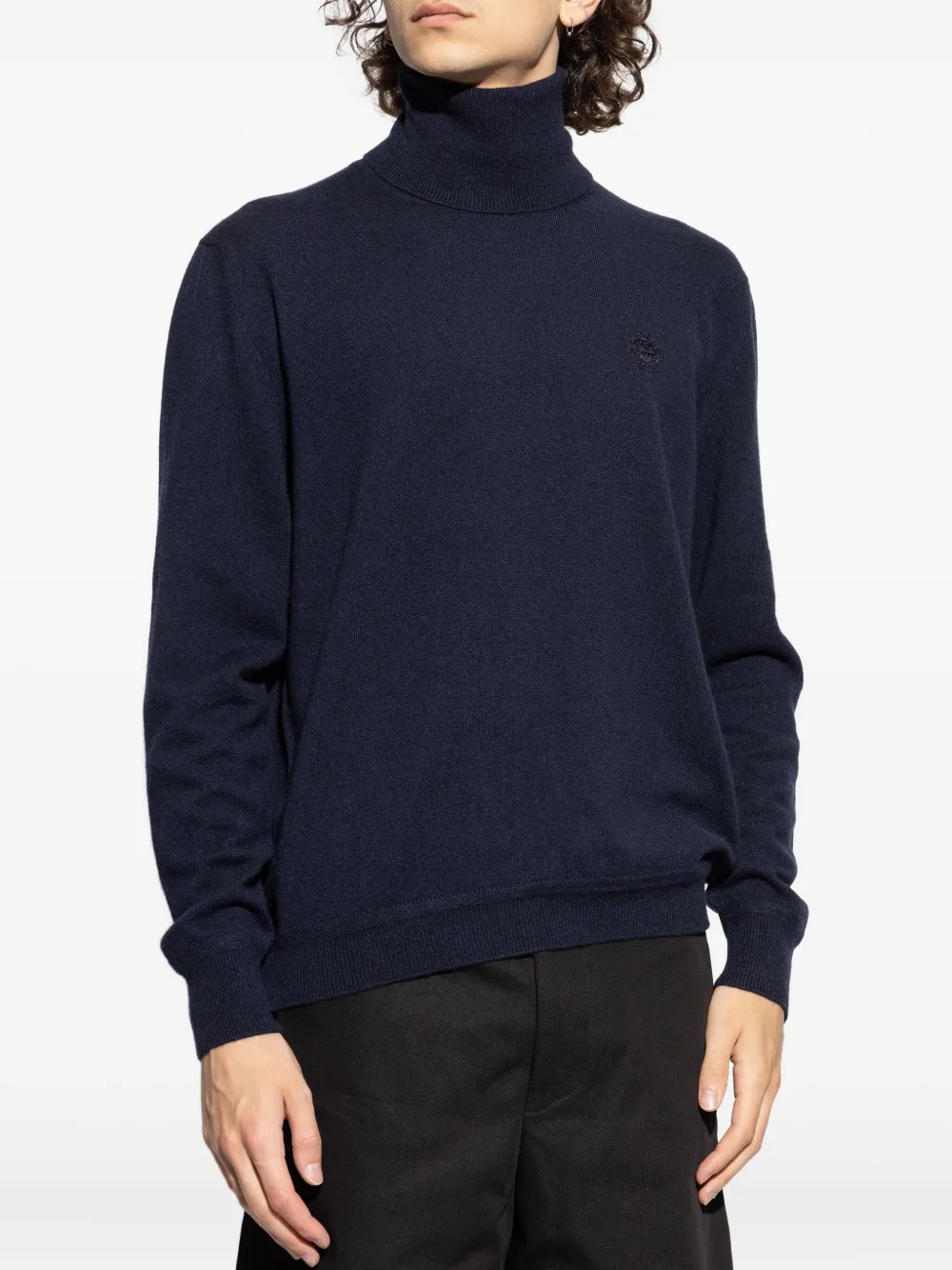 Bally embroidered roll-neck jumper Blauw