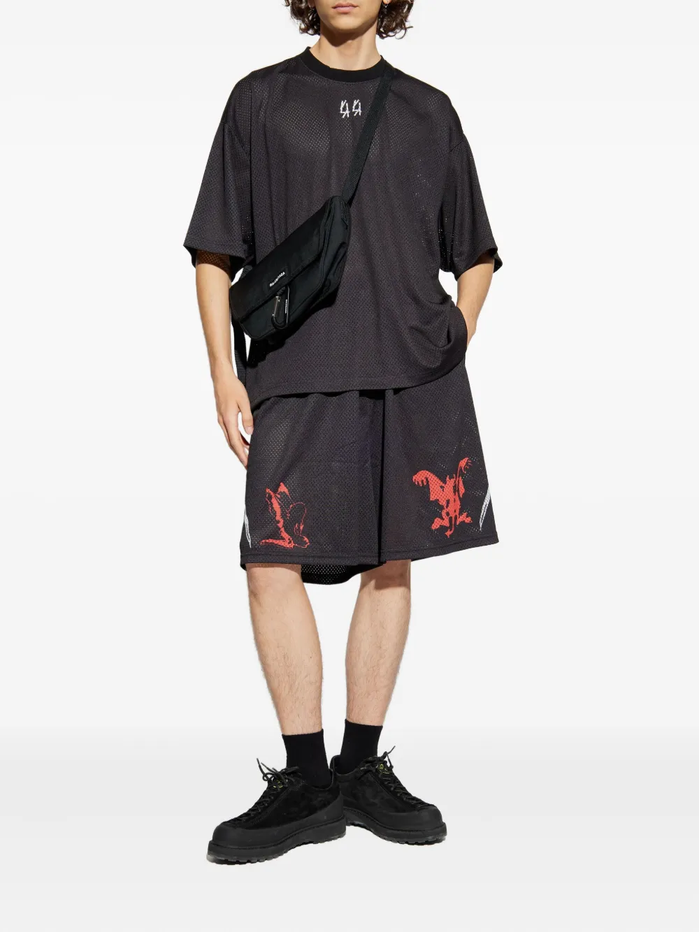 44 LABEL GROUP Shorts met grafische print Zwart