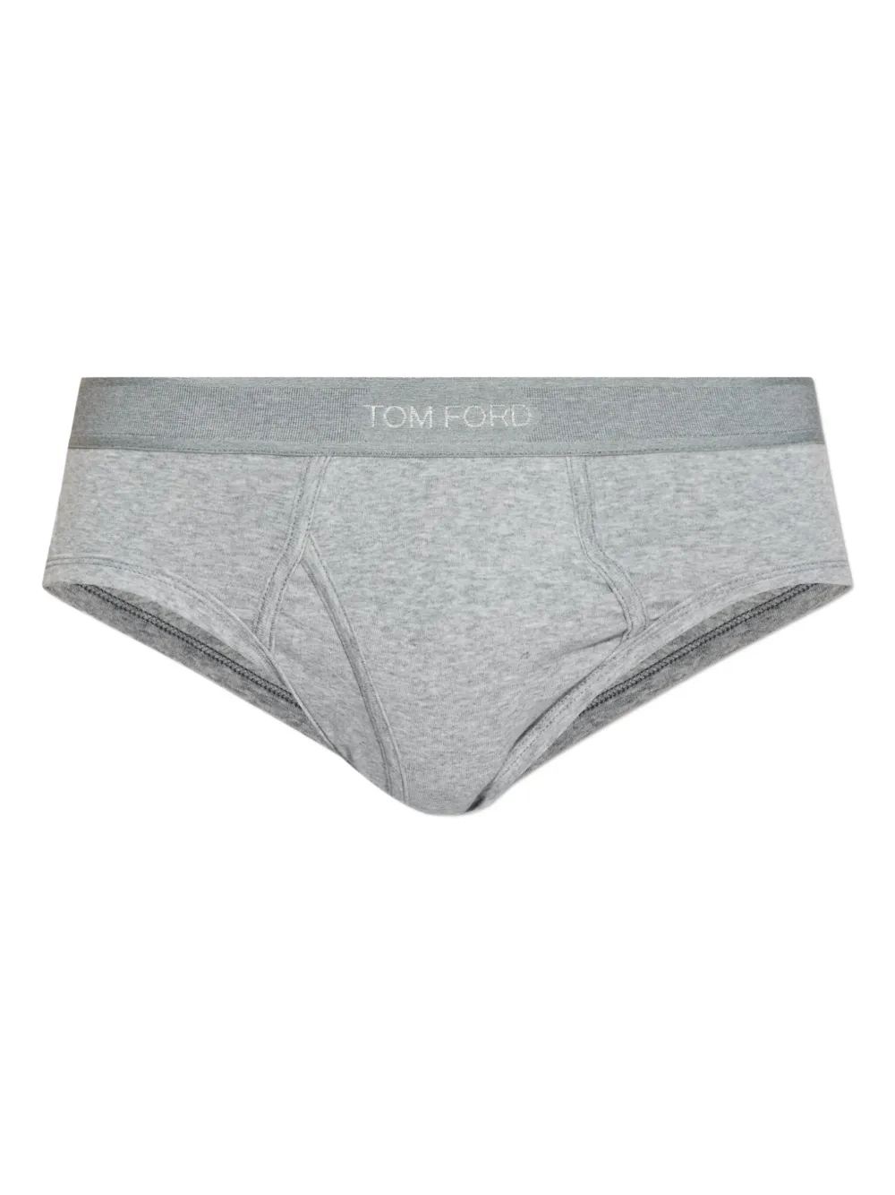 Tom Ford Branded-waistband Cotton Briefs In Gray