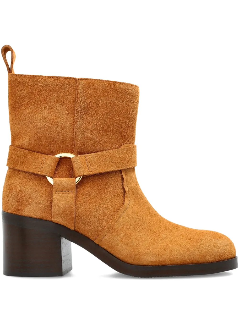Odissi Ring-detail Leather Ankle Boots In Brown