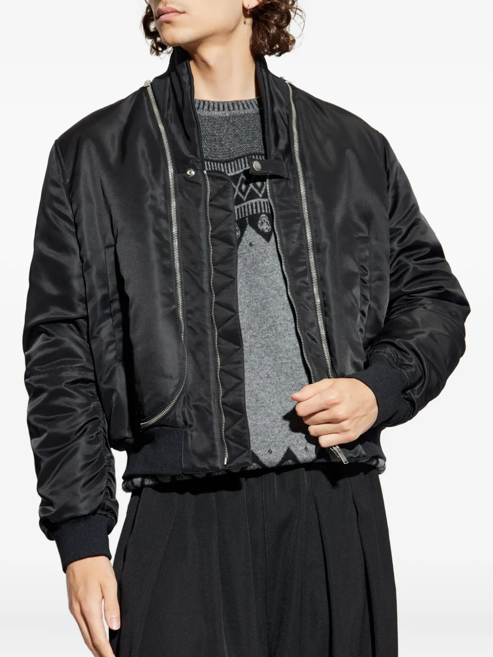Alexander McQueen double-zip bomber jacket Zwart