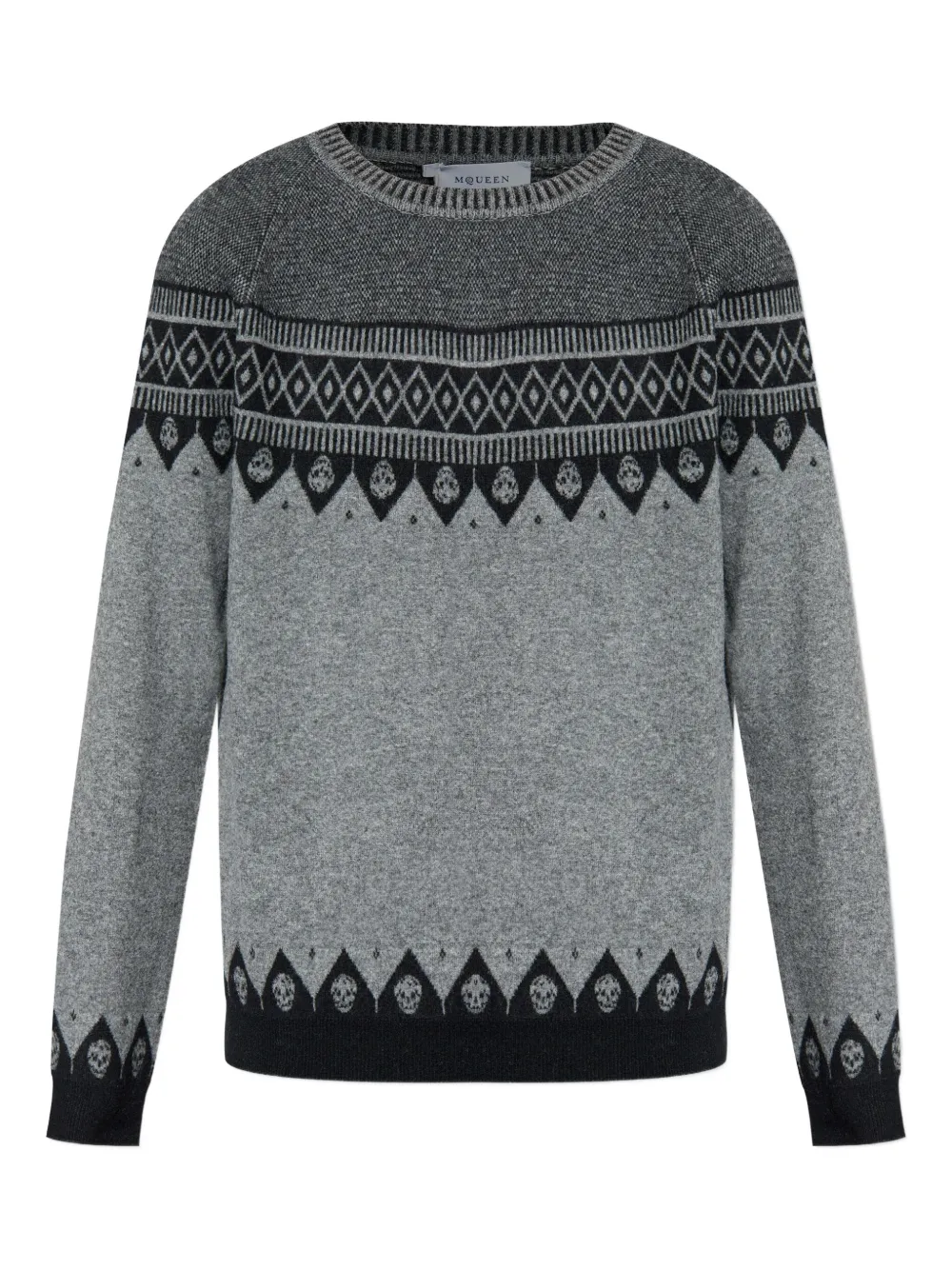 Alexander McQueen Wollen trui met doodskoppatroon Grijs