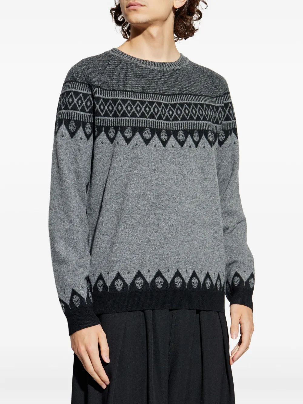 Alexander McQueen skull-motif wool sweater - Grijs
