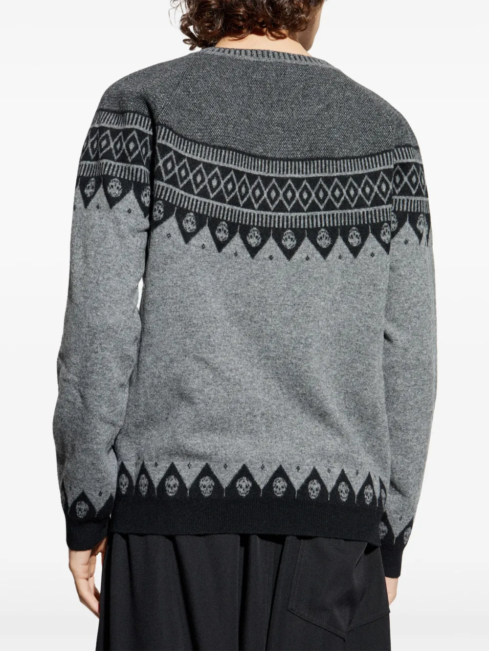 Alexander McQueen Wollen trui met doodskoppatroon Grijs