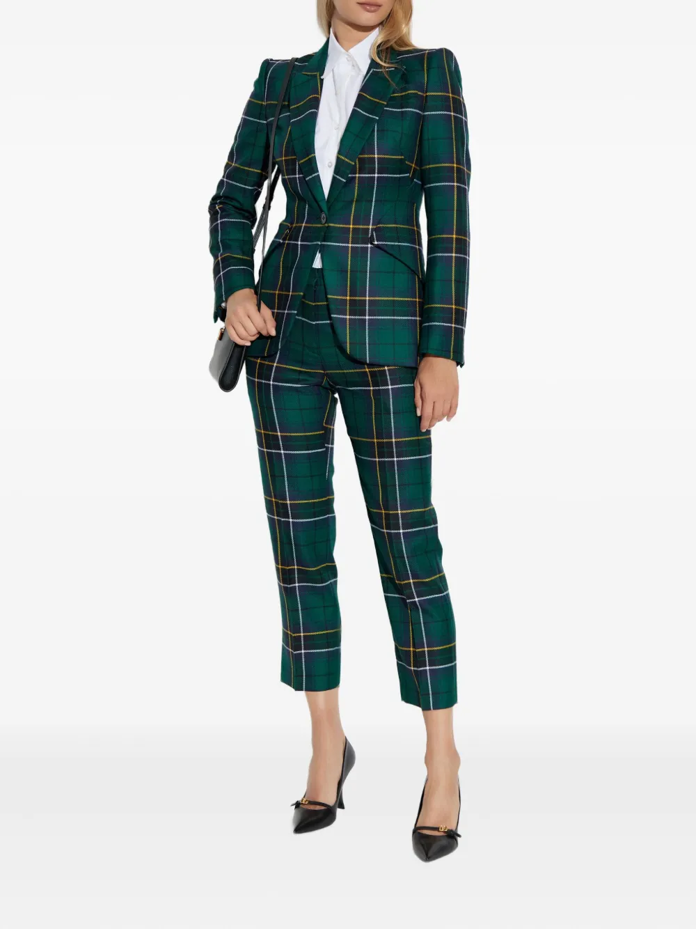 Alexander McQueen plaid wool trousers Groen