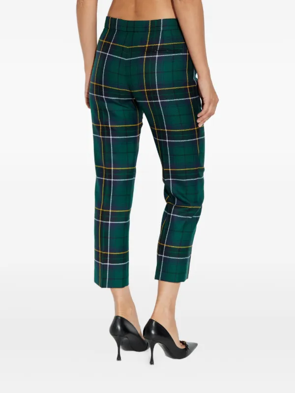 Alexander McQueen Plaid Wool Trousers Green FARFETCH IN
