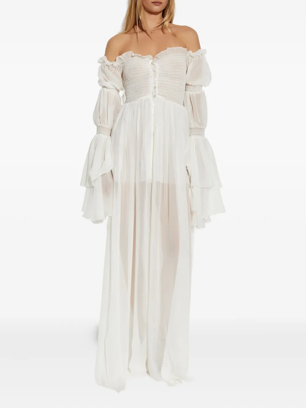 Blumarine ruffled smocked dress Wit