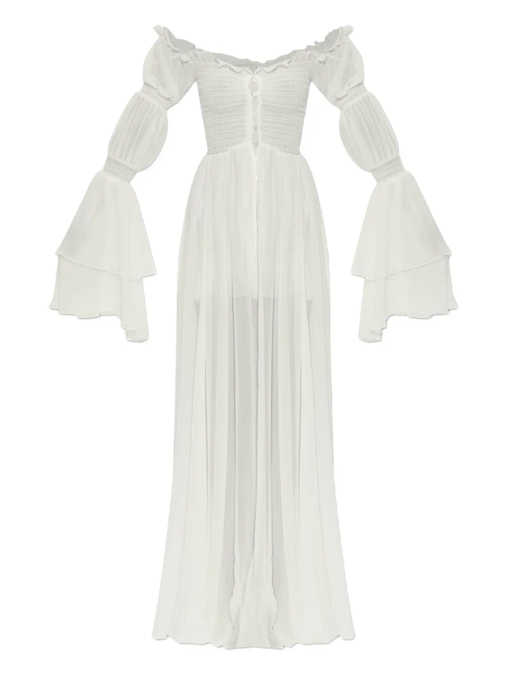 Blumarine ruffled smocked dress Wit