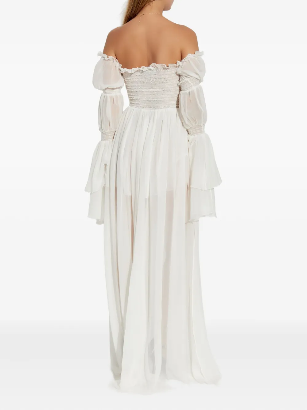 Blumarine ruffled smocked dress Wit