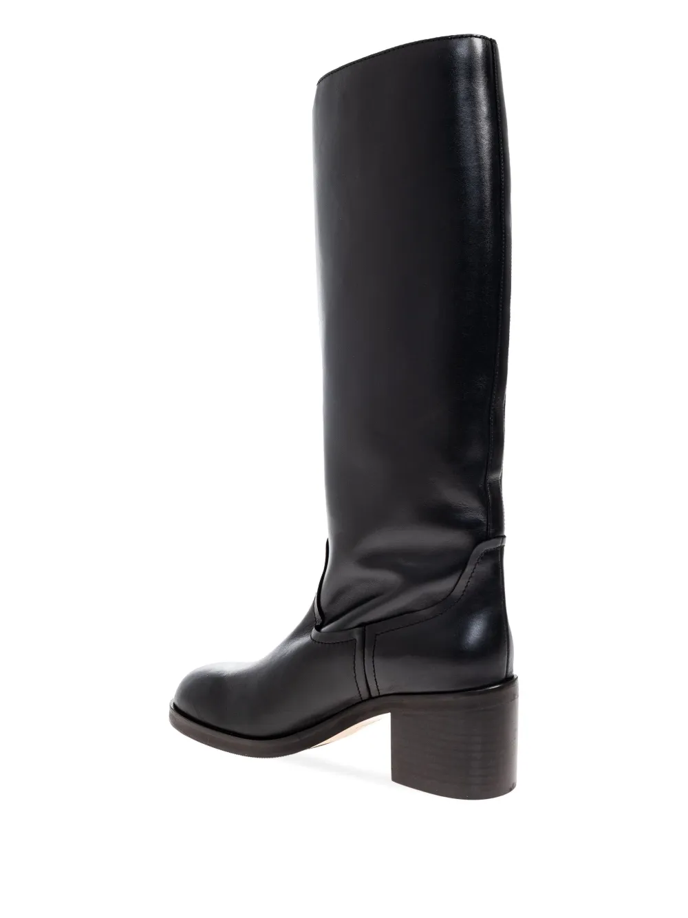 Odissi 70mm Leather Block-heel Knee-high Boots In Black