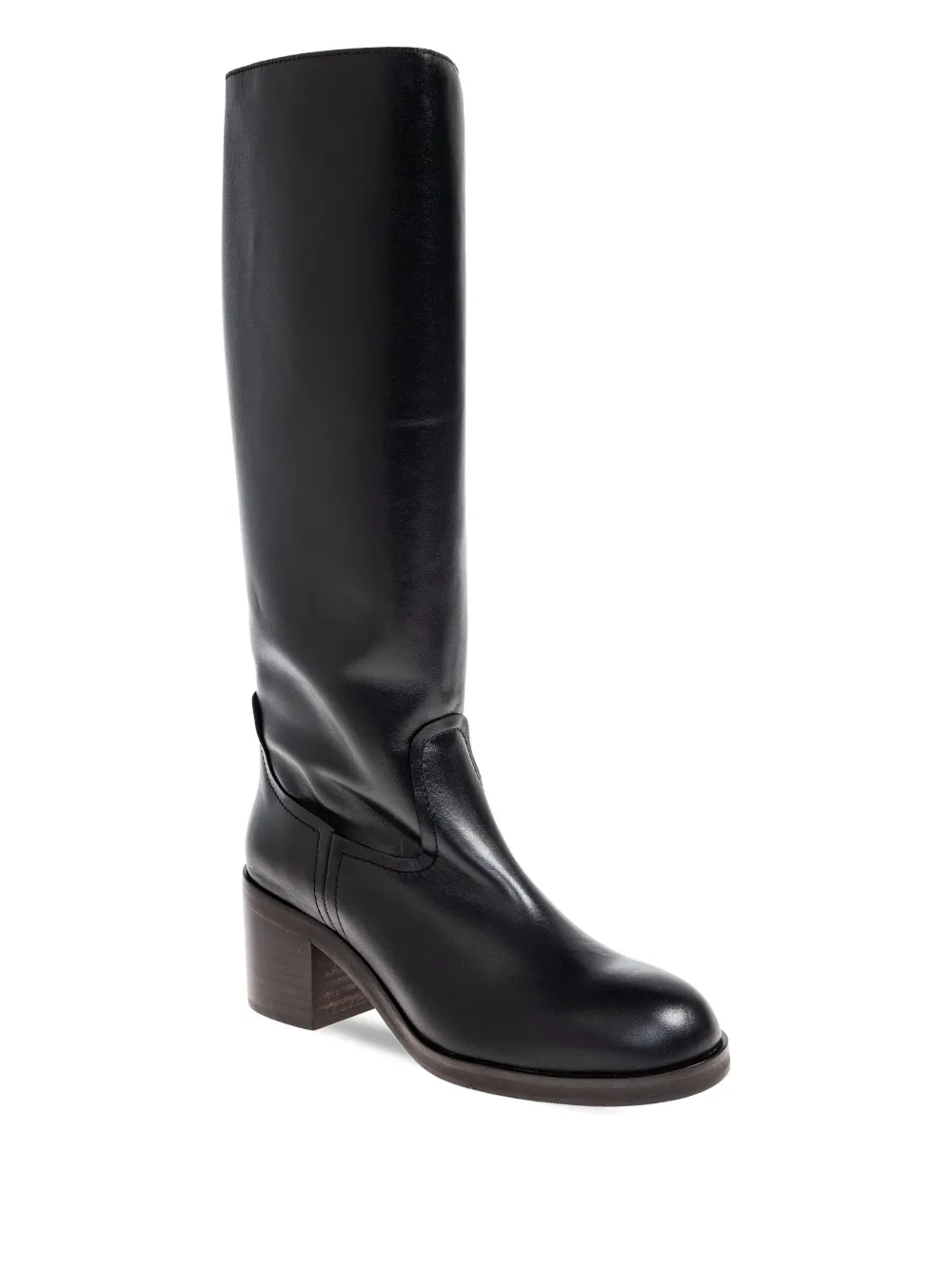 Odissi 70mm Leather Block-heel Knee-high Boots In Black