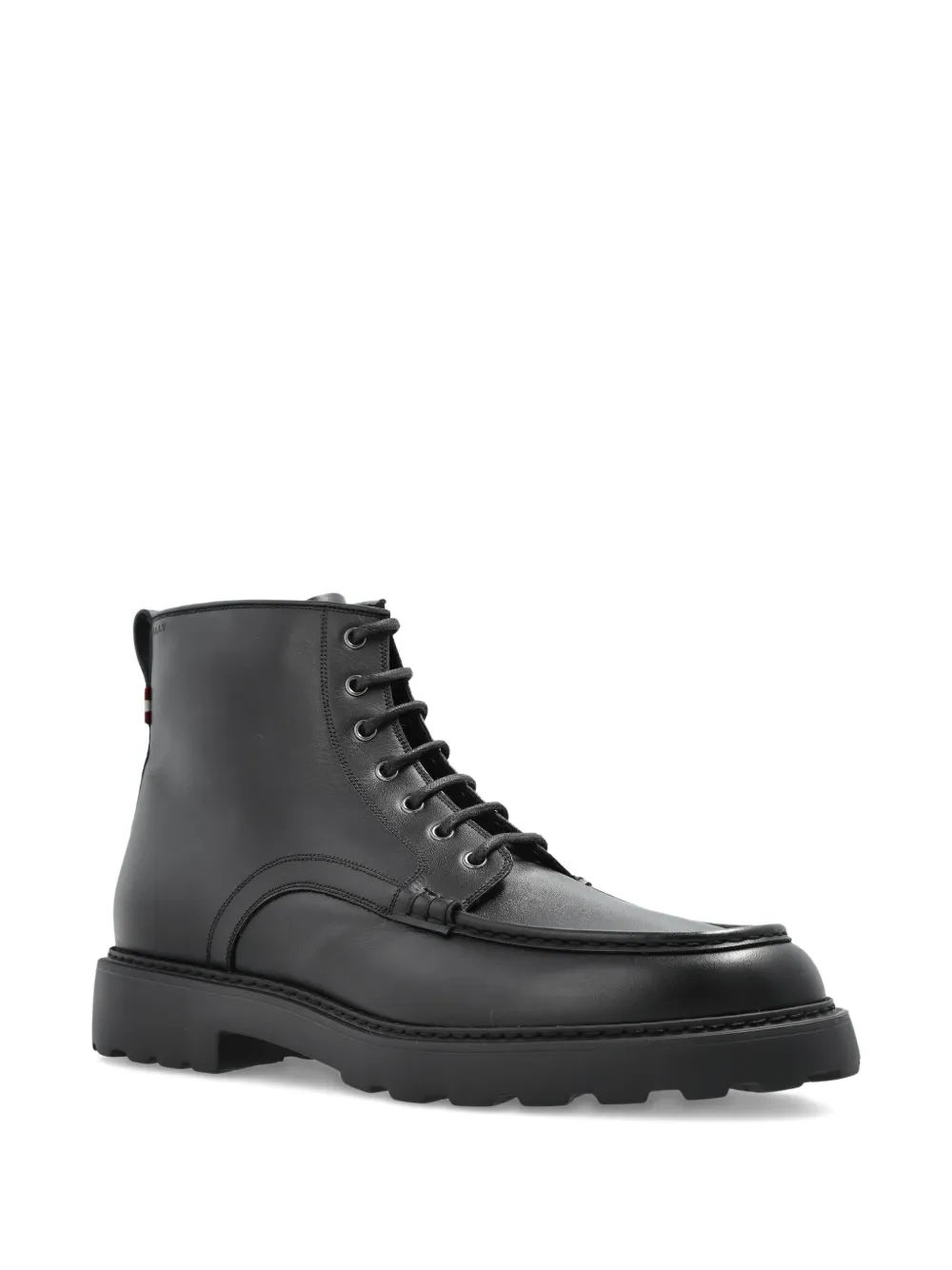 Bally lace-up leather biker boots Black